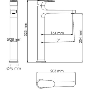 Смеситель для раковины Wasserkraft Spree никель (1403H)