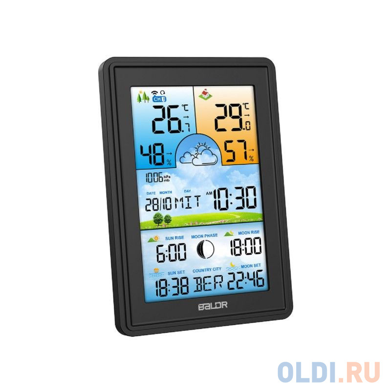 BALDR B0360WST2H2PR-V2-BLACK многофункцциональная беспроводная метеостанция с цветным дисплеем, черный