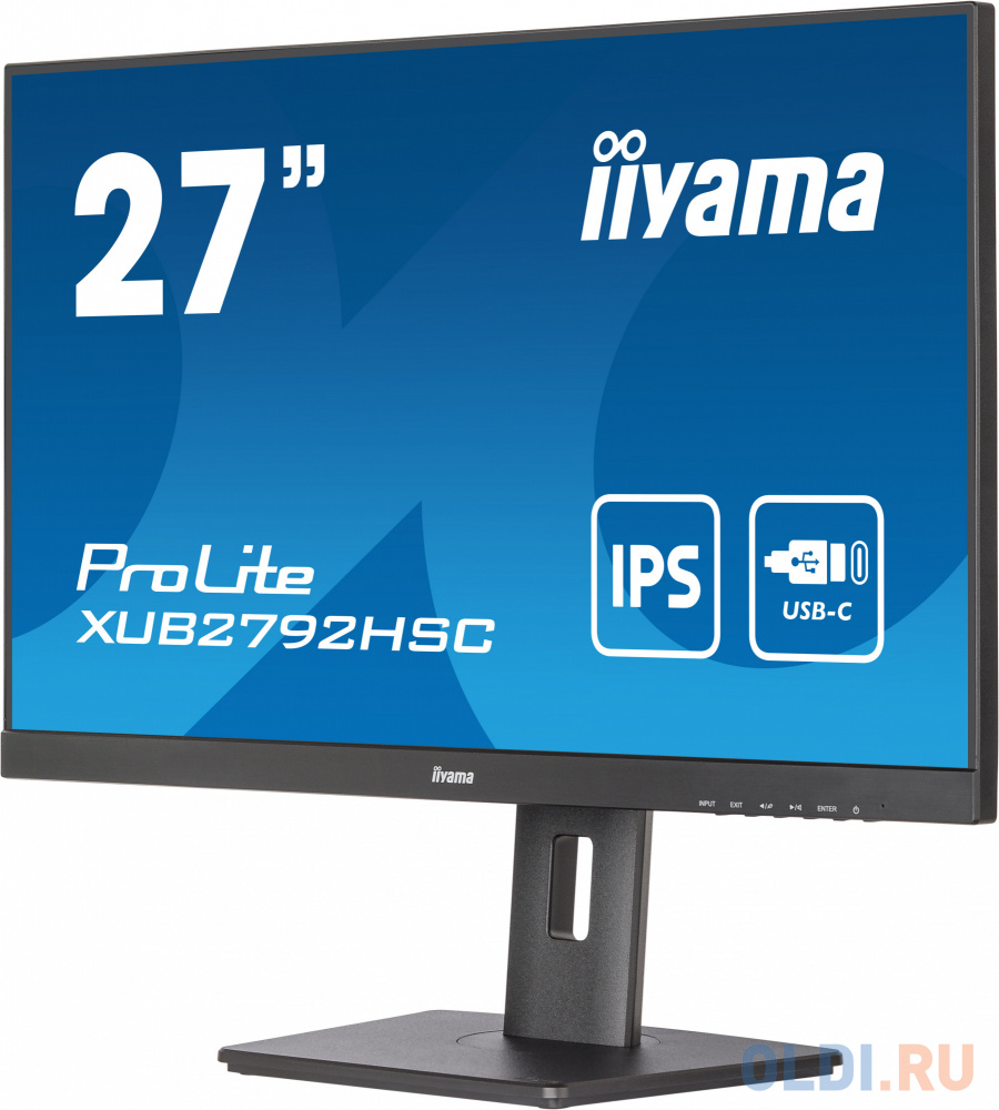 LCD IIYAMA 27" XUB2792HSC-B5 черный {IPS 1920x1080 75Hz 4ms 16:9 250cd 178/178 8bit HDMI2.0 DisplayPort1.2 HAS Pivot 2xUSB3.0 USB-C(PD 65W) 2x2W