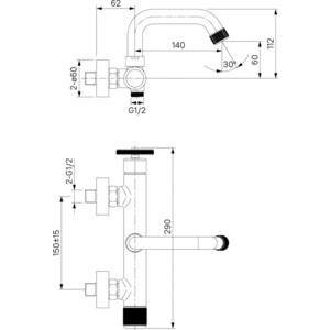 Смеситель для ванны IDDIS Grange черный (GRABLR2i02WA)