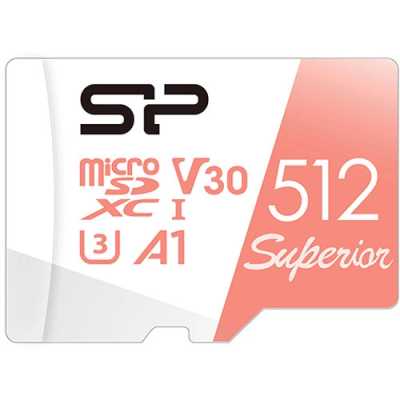 Карта памяти 512Gb microSDXC Silicon Power Superior A1 Class 10 UHS-I U3 V30 A1 + адаптер