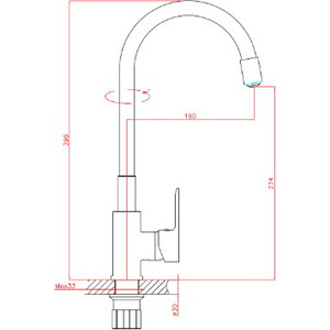 Смеситель для кухни Haiba с гибким изливом, черный/хром (HB70113-7) в Москвe