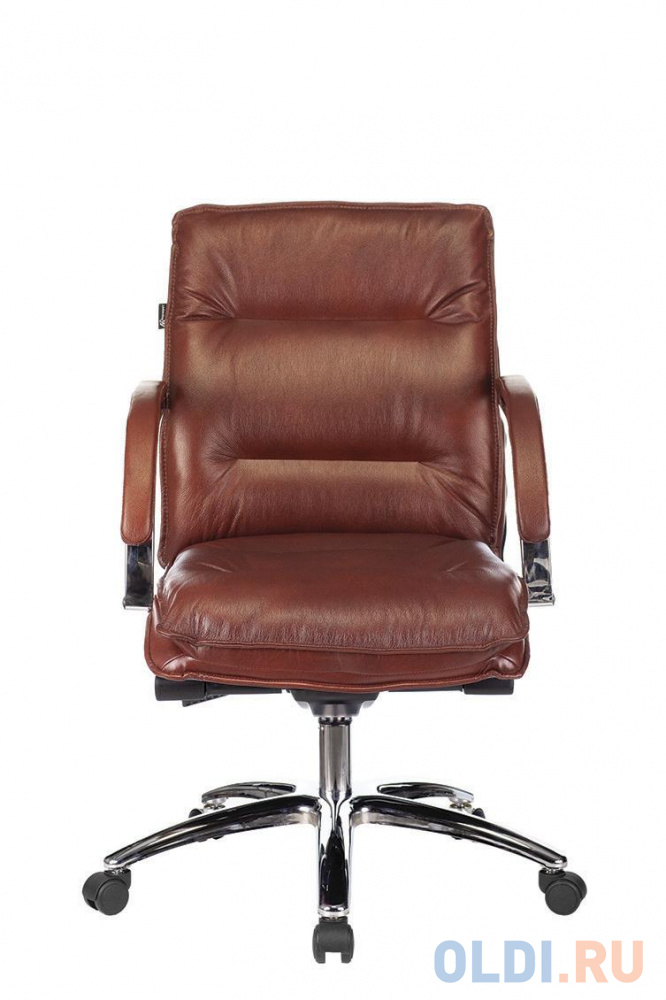 Кресло руководителя Бюрократ T-9927SL-LOW светло-коричневый Leather Eichel кожа низк.спин. крестовина металл хром