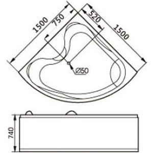 Акриловая ванна Gemy 150x150 с гидромассажем (G9041 B)