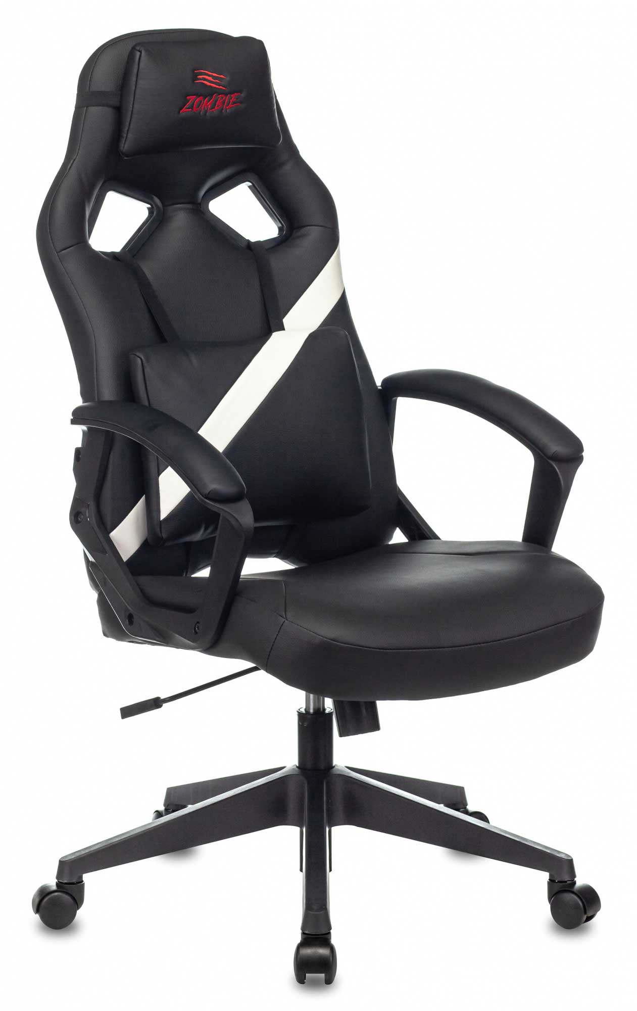 Кресло игровое Бюрократ Zombie DRIVER черный/белый эко.кожа