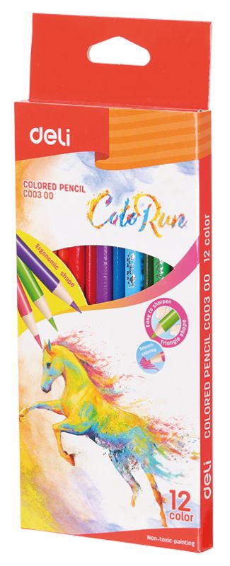Карандаши цветные Deli ColoRun 12 цветов EC00300 (24 шт. в уп-ке)