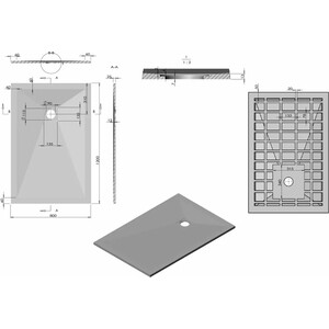 Душевой поддон Vincea VST-4SR 120х80 с сифоном, антрацит (VST-4SR8012A, Vsph-D132)