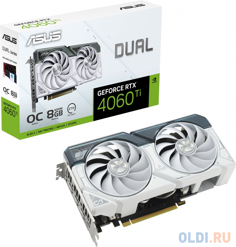 Видеокарта ASUS nVidia GeForce RTX 4060 Ti Dual White OC 8GB 8192Mb