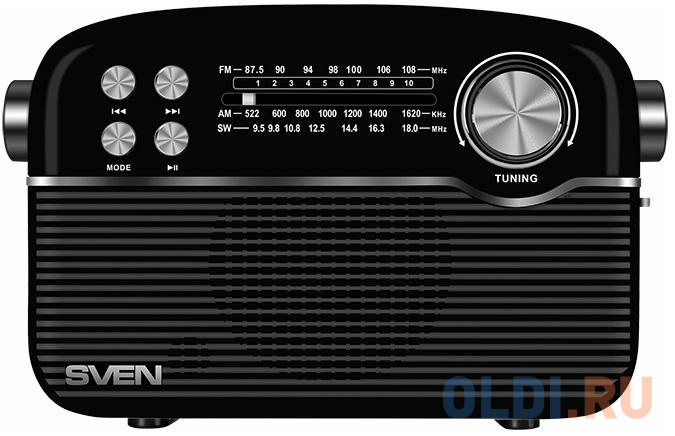 Радиоприёмник SVEN SRP-500 чёрный (3 Вт, FM/AM/SW, USB, microSD, AUX, Bluetooth, 1200 мАч)