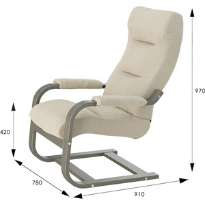 Кресло для отдыха Мебелик Марго ткань лунар ивори, каркас серый ясень в Москвe