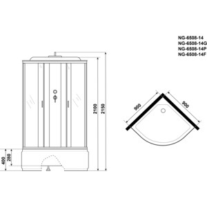 Душевая кабина Niagara NG-6508-14P 90х90х215 в Москвe