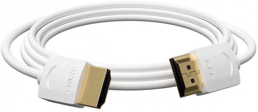 Кабель HDMI(19M)-HDMI(19M) v2.0 4K, экранированный, 20 см, белый GCR SLIM (GCR-53211)