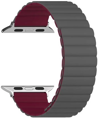 Ремешок Lyambda Acrux для Apple Watch, 42-44 мм, силикон, серый/красный (DSJ-30-44-GW)