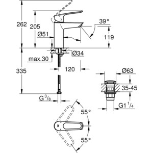 Смеситель для раковины Grohe Eurosmart хром StarLight (23981003)