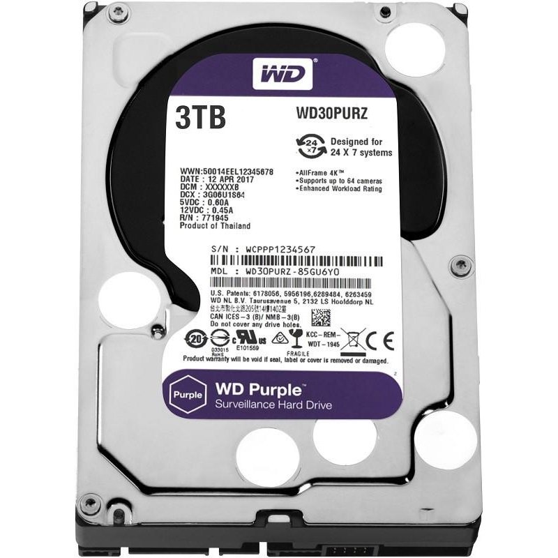 Жёсткий диск WD Purple 3Tb (WD30PURZ)