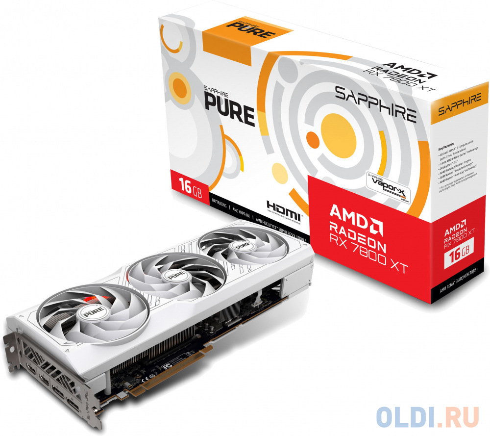 Видеокарта Sapphire PCI-E 4.0 11330-03-20G PURE RX 7800 XT GAMING OC AMD Radeon RX 7800XT 16384Mb 256 GDDR6 2169/16000 HDMIx2 DPx2 HDCP Ret