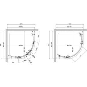 Душевой уголок Cezares Stylus-M R-2 90x90 с поддоном, прозрачный, хром (STYLUS-O-M-R-2-90-C-Cr, ЛП00180)