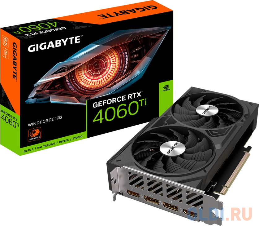 Видеокарта Gigabyte PCI-E 4.0 GV-N406TWF2-16GD NVIDIA GeForce RTX 4060TI 16Gb 128bit GDDR6 2565/18000 HDMIx2 DPx2 HDCP Ret в Москвe