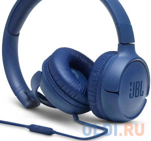 Наушники JBL JBLT500BLU синий Проводные / Накладные с микрофоном / Синий / 20 Гц - 20 кГц / 100 дБ / Одностороннее / Mini-jack / 3.5 мм в Москвe