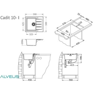 Кухонная мойка Alveus Cadit 10 granital, arctic (1132017) в Москвe