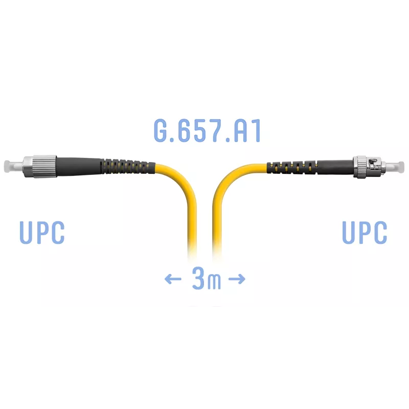 Патч-корд оптический SNR, FC/UPC-ST/UPC, одномодовый, G.657.A1, одинарный, 3м, желтый (SNR-PC-FC/UPC-ST/UPC-A-3m)