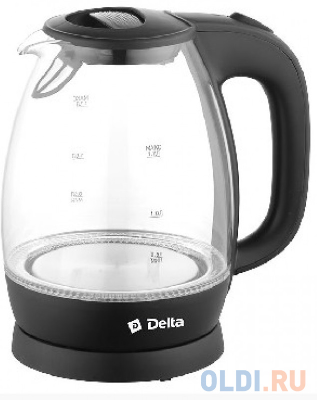 Чайник электрический DELTA DL-1203 2200 Вт чёрный 1.7 л пластик/стекло