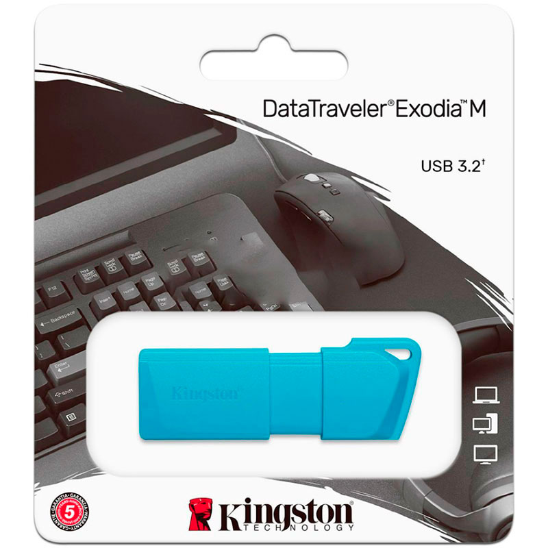 USB Flash Drive 128Gb - Kingston DataTraveler Exodia M Neon Aqua Blue KC-U2L128-7LB