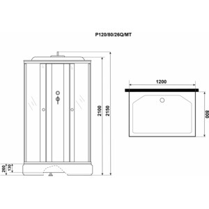 Душевая кабина Niagara Promo P120/80/26Q/MT 120х80х215