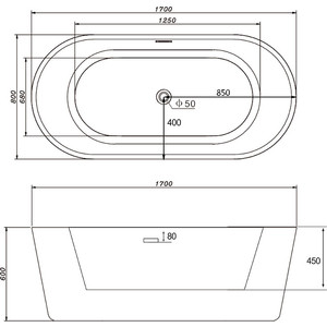 Акриловая ванна Abber 170x80 со смесителем, отдельностоящая (AB9209, F7514100)