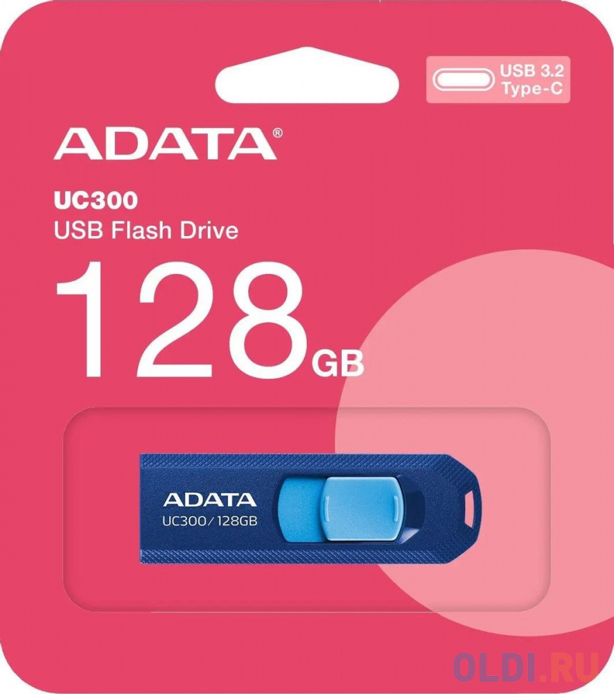 Флеш Диск A-DATA 128GB <ACHO-UC300-128G-RNB/BU> UC300, USB 3.2/TypeC, синий/голубой