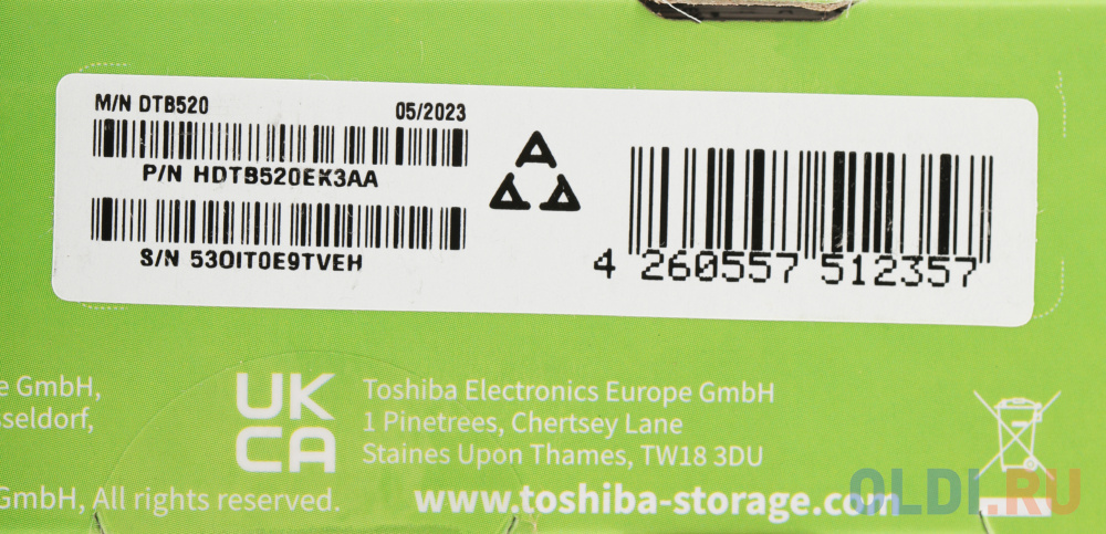 2.5" 2Tb Toshiba HDTB520EK3AA 5400rpm USB3.0 Canvio Basic Черный