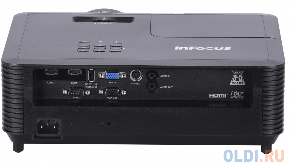Проектор INFOCUS [IN116BBST] DLP, 3600 lm, WXGA, 30 000:1, (0.52:1) - короткофокусный, 2xHDMI 1.4, VGA in, VGA out, S-video, USB-A (power), 3.5mm audi
