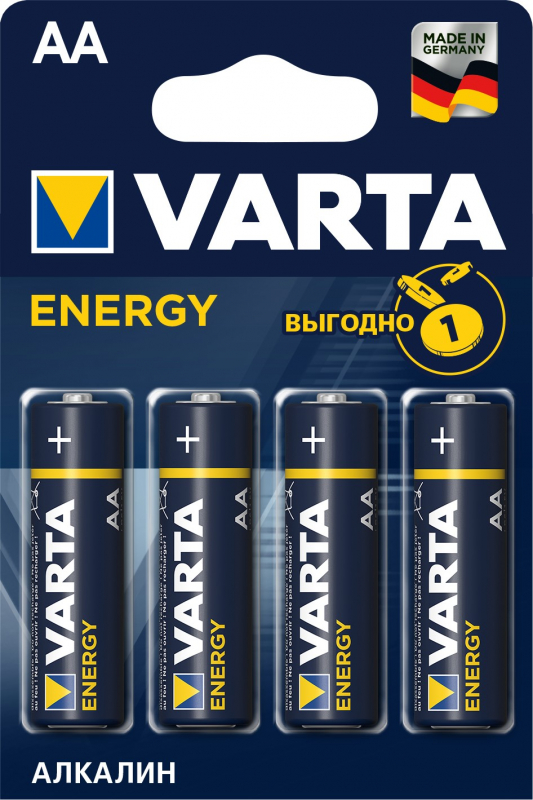 Батарея Varta Energy, AA (LR06/15А), 1.5V, 4шт. (04106213414)