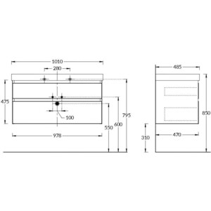 Тумба с раковиной Kerama Marazzi Cubo 100 белая (CUB.100.2\WHT.M, CU.wb.100) в Москвe