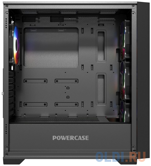 Powercase ByteFlow Micro Black, Tempered Glass, 4х 120mm ARGB fans, ARGB HUB, чёрный, mATX  (CAMBFB-A4)