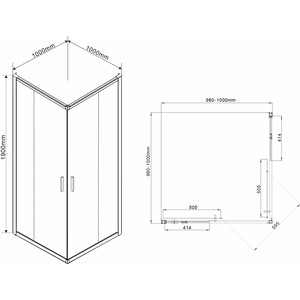 Душевой уголок Vincea Garda VSS-1G 100x100 прозрачный, черный (VSS-1G100CLB)