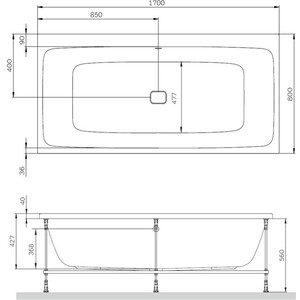 Акриловая ванна Am.Pm Func 170х80 с каркасом и фронтальной панелью