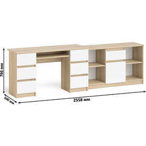 Комплект СВК Мори Стол компьютерный МС-2 + Тумба МТВ1204.1, цвет дуб сонома/белый в Москвe