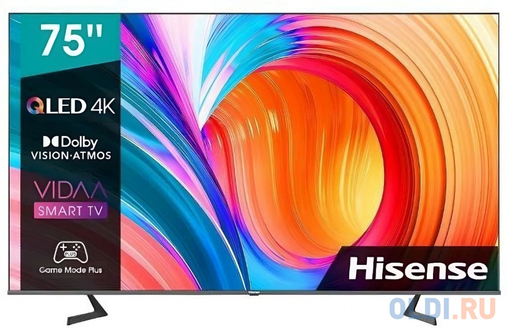 Телевизор ЖК 75'' Hisense/ 75", Ultra HD, Smart TV (ОС VIDAA U5), Wi-Fi, PCI 1600, DVB-T2/T/C/S2/S, 2х15W, CI+(1.4), 4хHDMI, 2хUSB, Wor