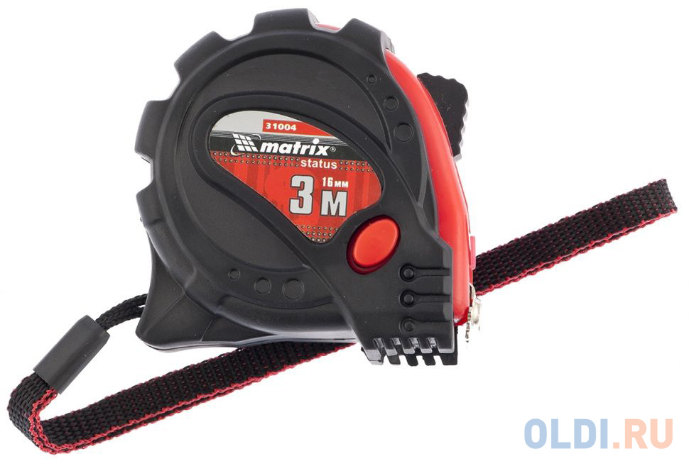 Рулетка MATRIX 31004  status magnet 3 fixations 3мх16мм обрезиненный корпус зацеп с магнитом