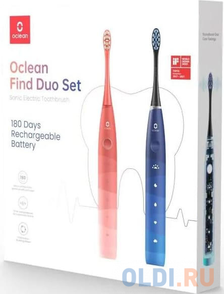 Набор электрических зубных щеток Oclean Find Duo Set F5002 красный/синий в Москвe