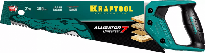Ножовка универсальная Kraftool Alligator 7*450мм 3D 15004-45_z01