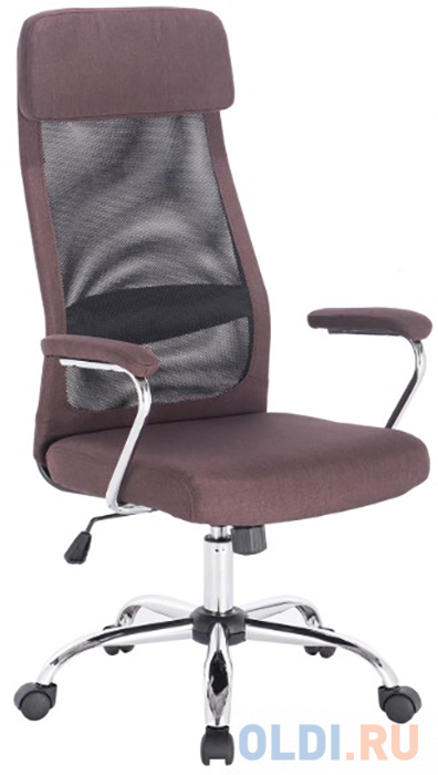 Кресло офисное BRABIX &quot;Flight EX-540&quot;, хром, ткань, сетка, коричневое