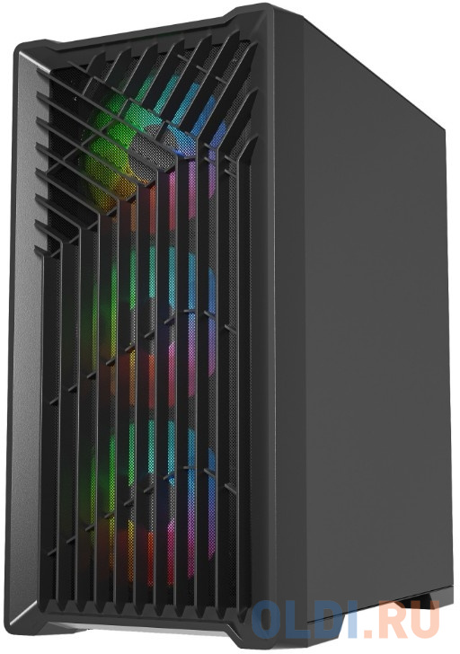 Powercase Mistral Micro X4B, Tempered Glass, 4х 120mm 5-color fan, чёрный, mATX  (CMMXB-L4)