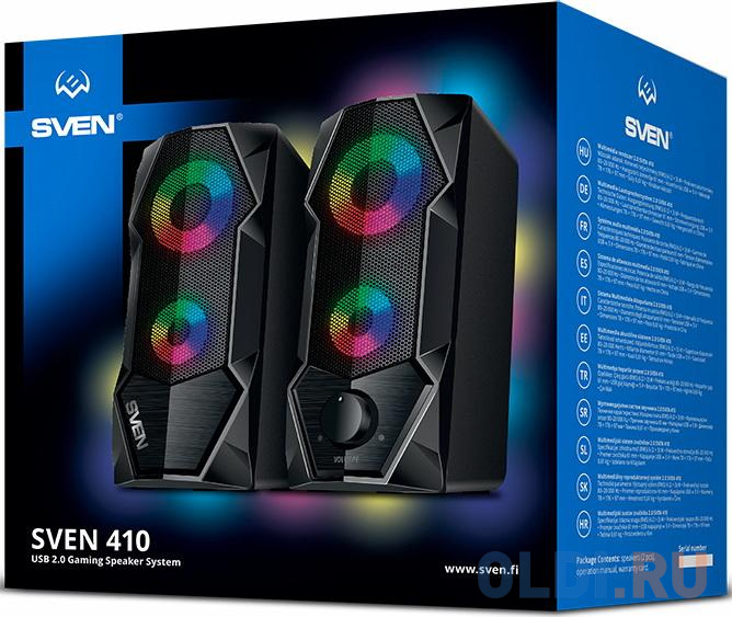 Колонки Sven 4210 2.0 чёрные (2x3W, USB, RGB подсветка) в Москвe