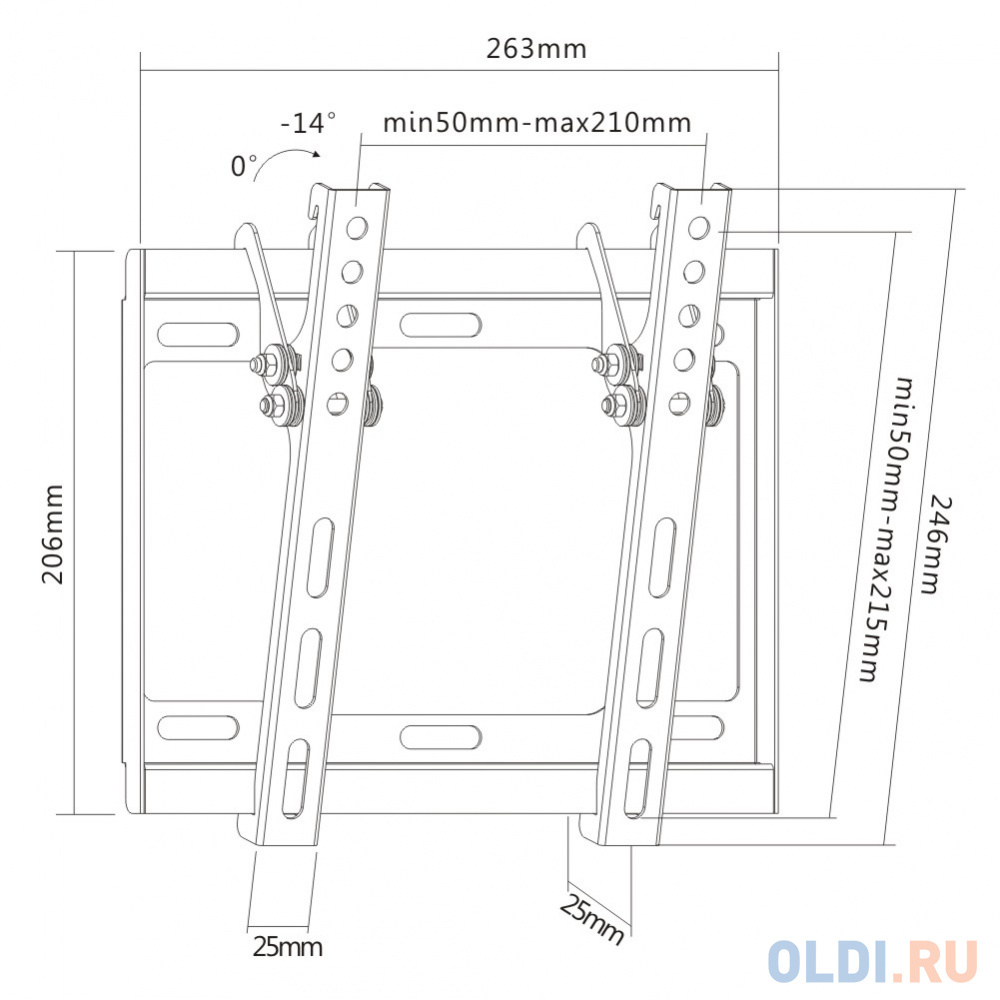 Кронштейн с наклоном Digis для ТВ 23"-39" до 35кг, VESA от 75х75мм до 200х200мм, наклон - 14°  [DSM-3421H]