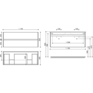 Тумба с раковиной Sancos Smart 120 четыре ящика, белый глянец (SM120-2W, CN7004)