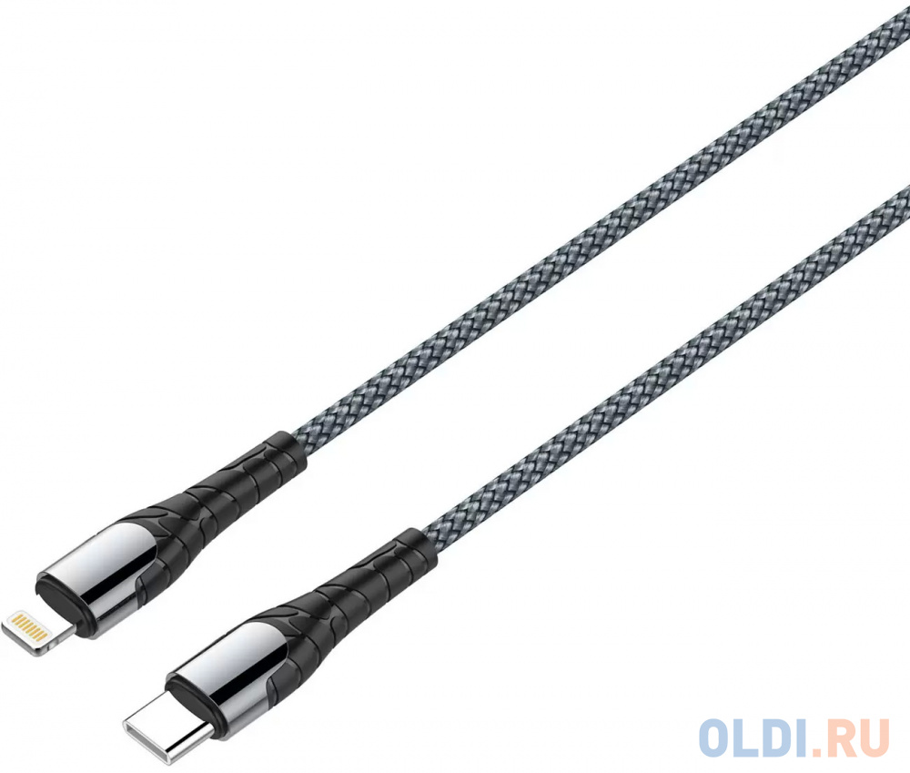 LDNIO LD_B4528 LC112/ USB кабель PD: Type-C--Lightning/ 2m/ 20W/ медь: 176 жил/ Нейлоновая оплетка/ Gray