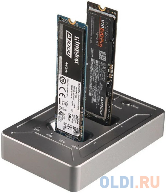 Док-станция SSD AgeStar 31CBNV2C NVMe USB3.1 алюминий серый M2 2280 M-key