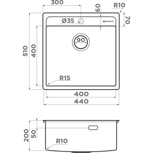 Кухонная мойка Omoikiri Daisen 44-IN нержавеющая сталь (4993179)